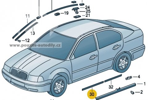 Lišta předních dveří vlevo 1U4853515 Škoda Octavia