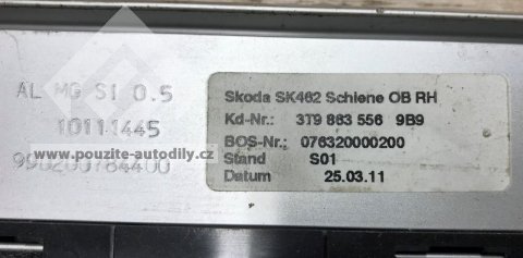 Kolejnice podlahy kufru 3T9863556 pravá Škoda Superb II 3T