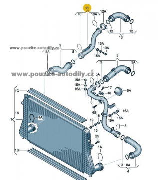 1K0145762S / 1K0145762CL Vzduchová trubka tlaková 2.0TDi Volkswagen, Audi, Seat, Škoda