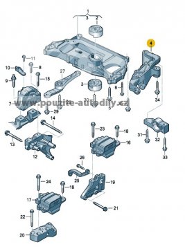 1K0199295F Držák motoru konzola vlevo VW, Audi, Seat, Škoda