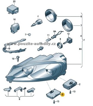 Výkonový modul natáčení světla Superb II Octavia 7L6941329B