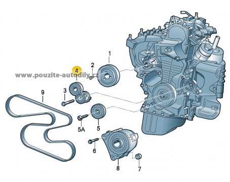 Tlumič vibrací řemene alternátoru Škoda 1.2, 03D903305B