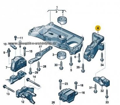 Konzola motoru pravá Škoda 1K0199296E, 1K0199296F, 1K0199296J