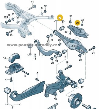 Rameno zadní nápravy levé, pravé 5Q0505311D, 5Q0511533A, 5Q0511534A Octavia III