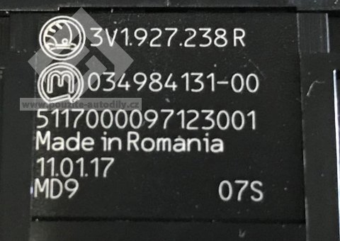 Jednotka obslužná s tlačítky 3V1927238R Škoda Superb III