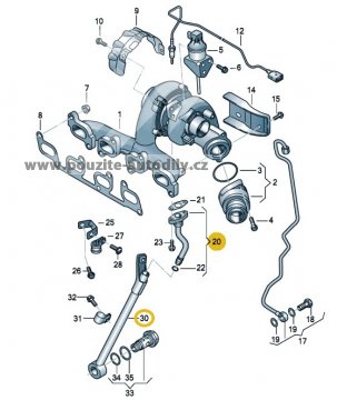 03L145736D Trubka vedení oleje zpětné + vzpěra 1.6TDi / 2.0TDi VW, Audi, Škoda, Seat
