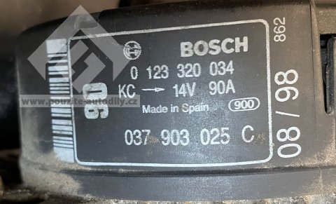 037903025C Alternátor 90A Bosch 0123310037 Škoda Octavia