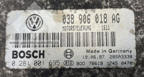 038906018AG, Bosch 0281001695 Řídící jednotka motoru 1.9TDi Škoda Octavia 1U