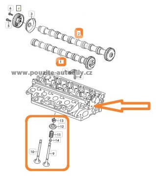 03L103373A, 03L103286A Hlava válců svačkami a ventily 1.6 TDi CR CAY, VW, Audi, Škoda, Seat