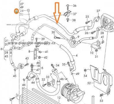 Trubka klimatizace 1K0820743FD Škoda 2.0TDi, 1.6TDi