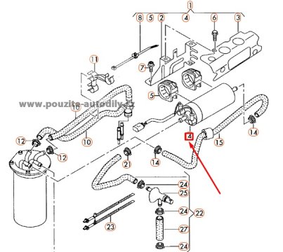 Čerpadlo paliva 1K0906089A, Bosch 0580464121 Audi, Volkswagen, Seat, Škoda