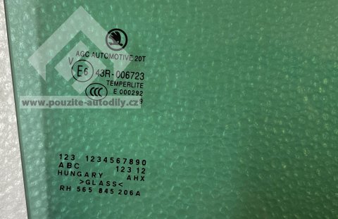 565845206A Sklo dveří pravé zadní tonované Škoda Kodiaq 565 17-23