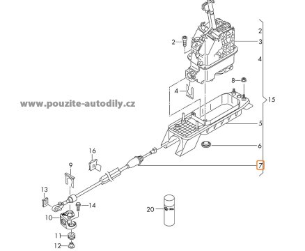 5Q0713265Q Táhlo řazení Škoda Octavia III 5E VW Golf VII 5G, Seat Leon 5F