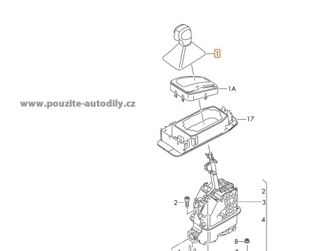5E1713123AT DYT Řadicí páka DSG 4x4 - kůže saténově černá / chrómově lesklá Škoda Octavia III 5E