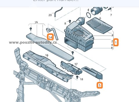 5QF129607D Filtrbox 2.0TSI / 2.0TFSI Škoda, VW, Seat, Audi