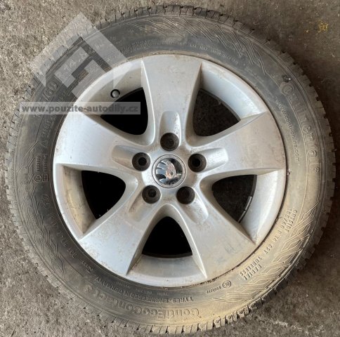 5J0601025G Diskové kolo hliník Škoda ATIK 7ZS 6Jx14 ET37 + Pneu: Continental 185/60R14 ContiEcoContact 3